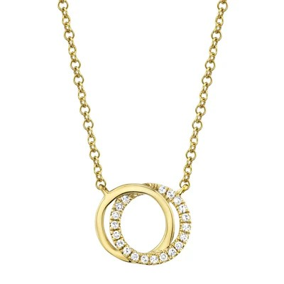 14K Yellow Gold Diamond Circle Pendant