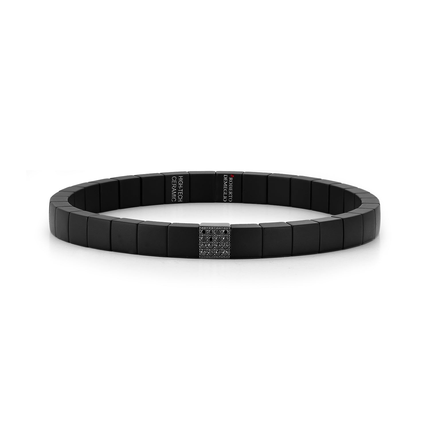 Men's Matte Black Ceramic Diamond Stretch Bracelet