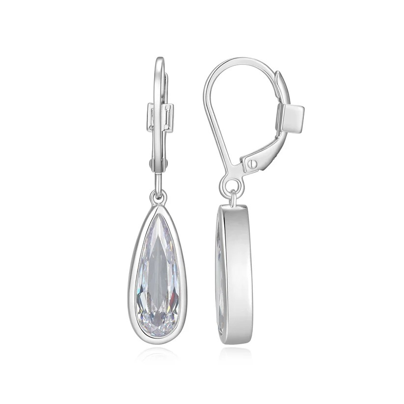 Sterling Silver CZ Drop Earrings