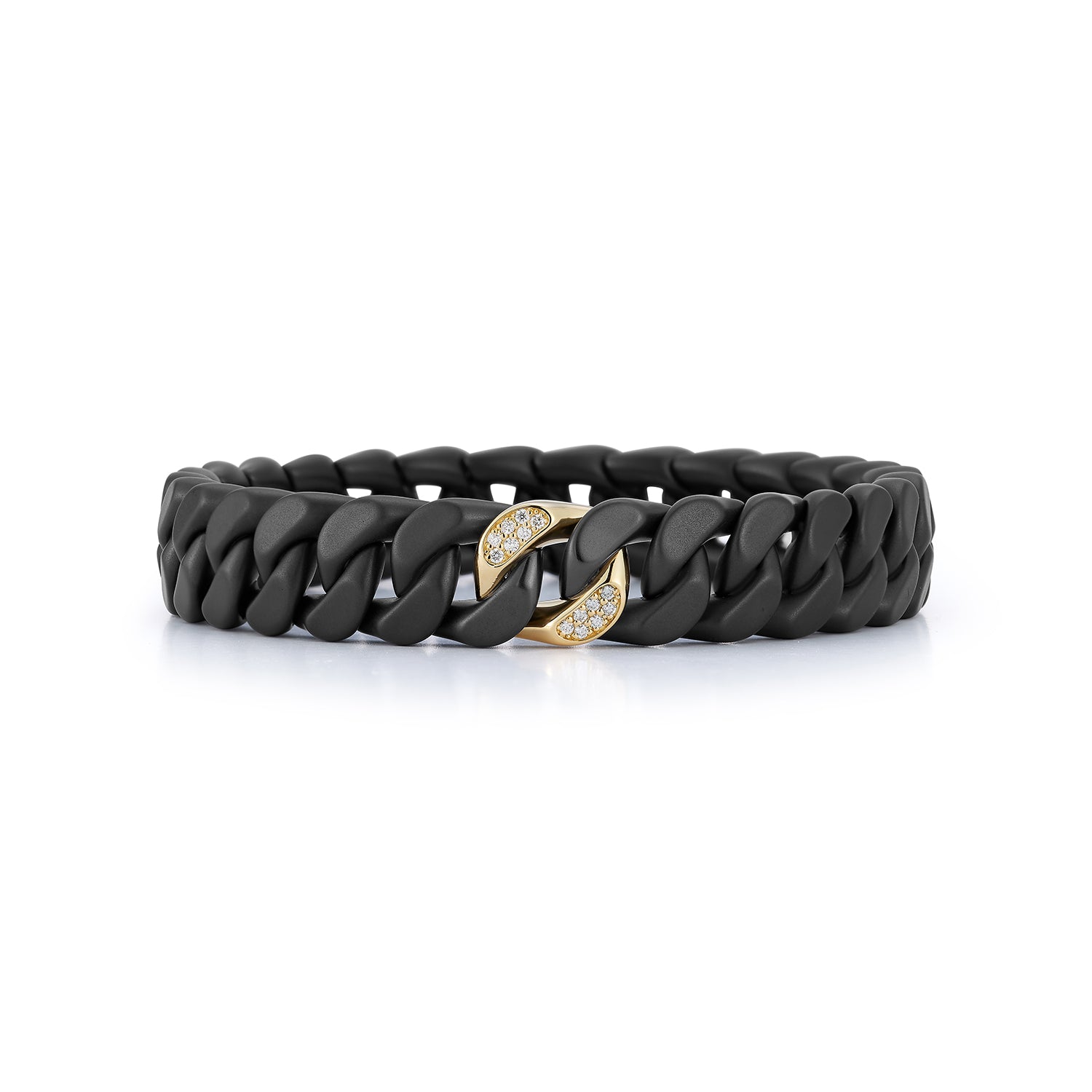 Men's Matte Black Ceramic Diamond Fancy Link Bracelet