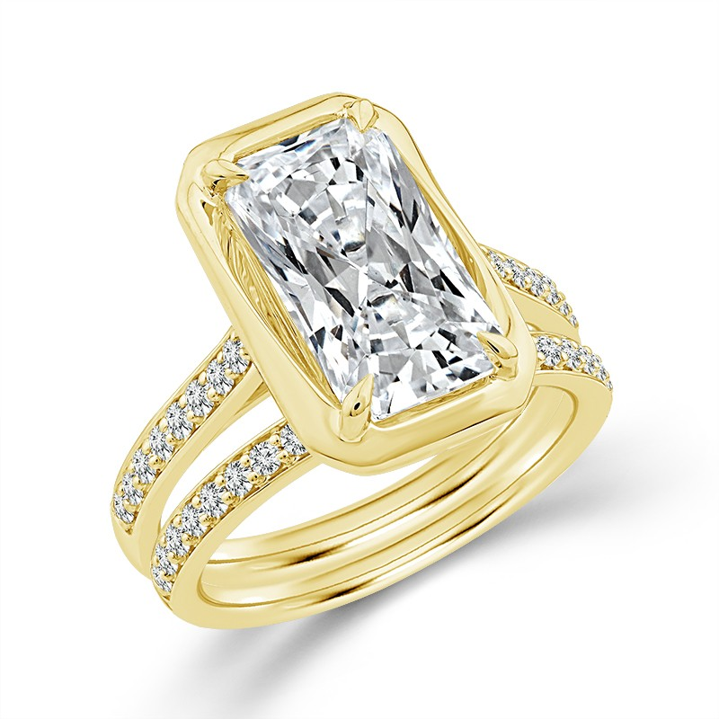 14K Yellow Gold Lab Grown Diamond Accented Engagement Ring