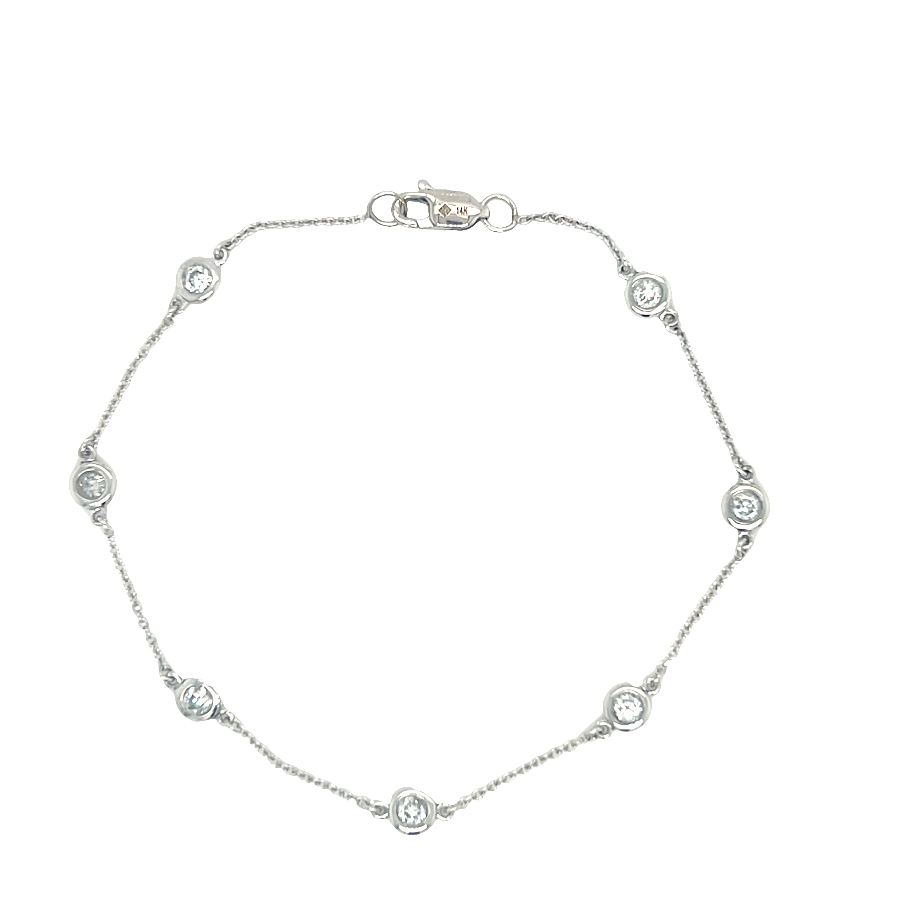 Women's 14K White Gold Diamond Station Bracelet