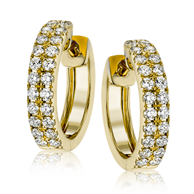 18K Yellow Gold Diamond Hoop Earrings