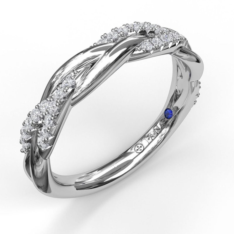 Women's 14K White Gold Diamond Twist Band