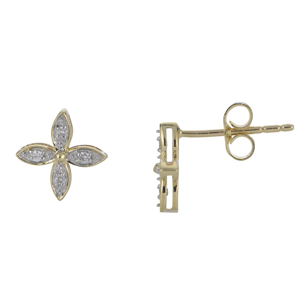 14K Yellow Gold Diamond Stud Earrings