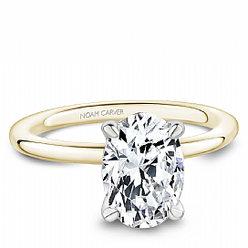 14K Two Tone Solitaire Engagement Ring