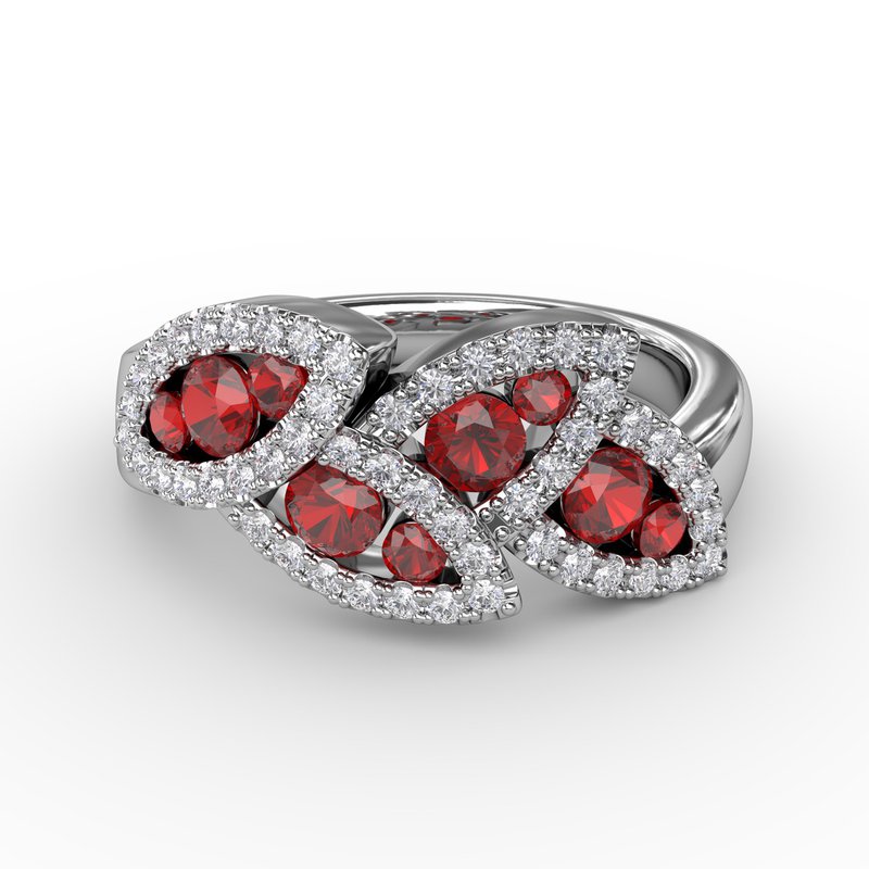 14K White Gold Ruby Contemporary Ring
