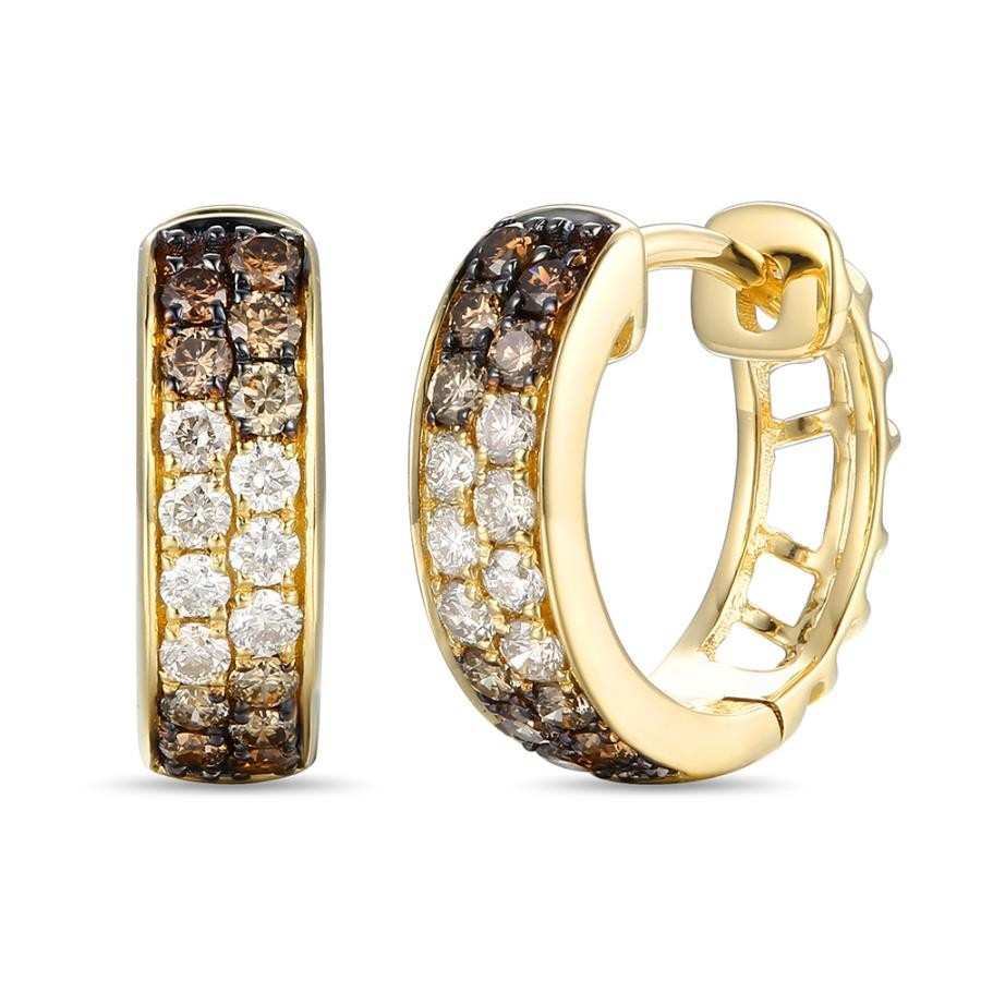 14K Yellow Gold Diamond Huggie Earrings