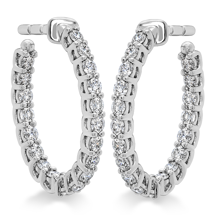 18K White Gold Diamond Hoop Earrings