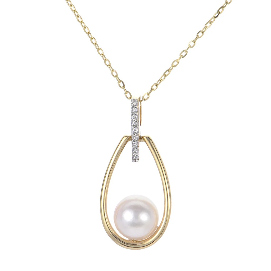 14K Yellow Gold Pearl Drop Pendant