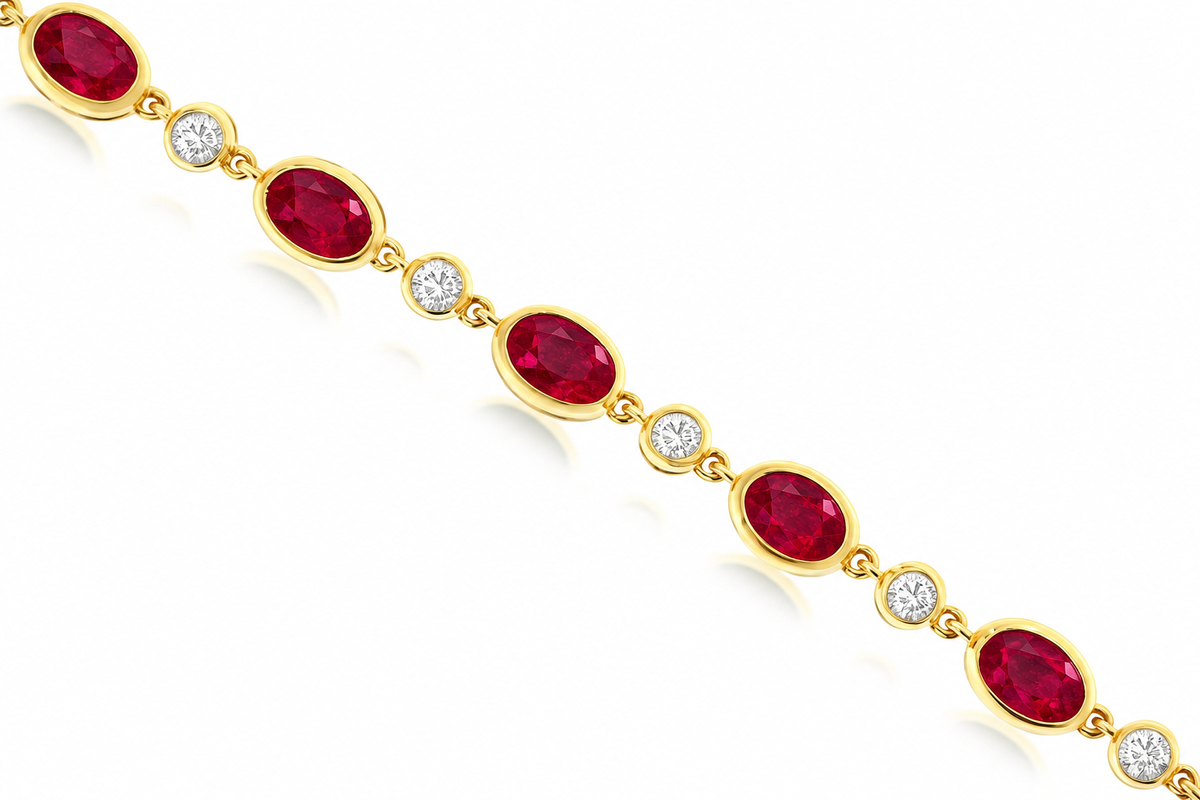 Women's 14K Yellow Gold Ruby Tennis Bracelet