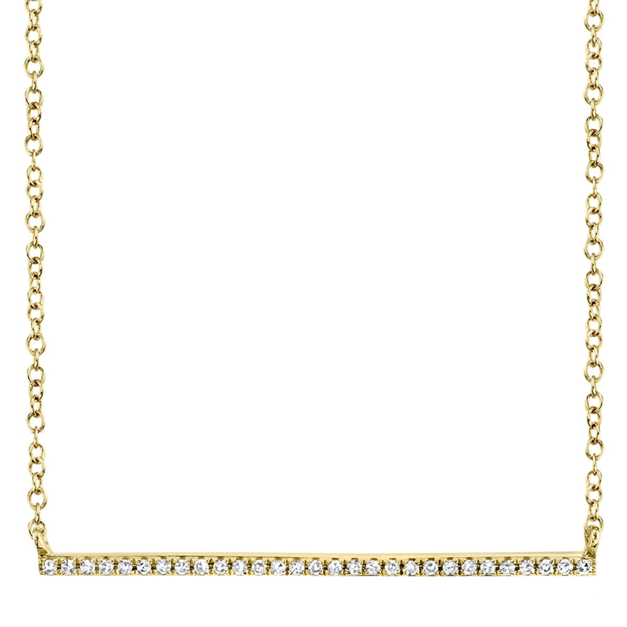 14K Yellow Gold Diamond Bar Necklace