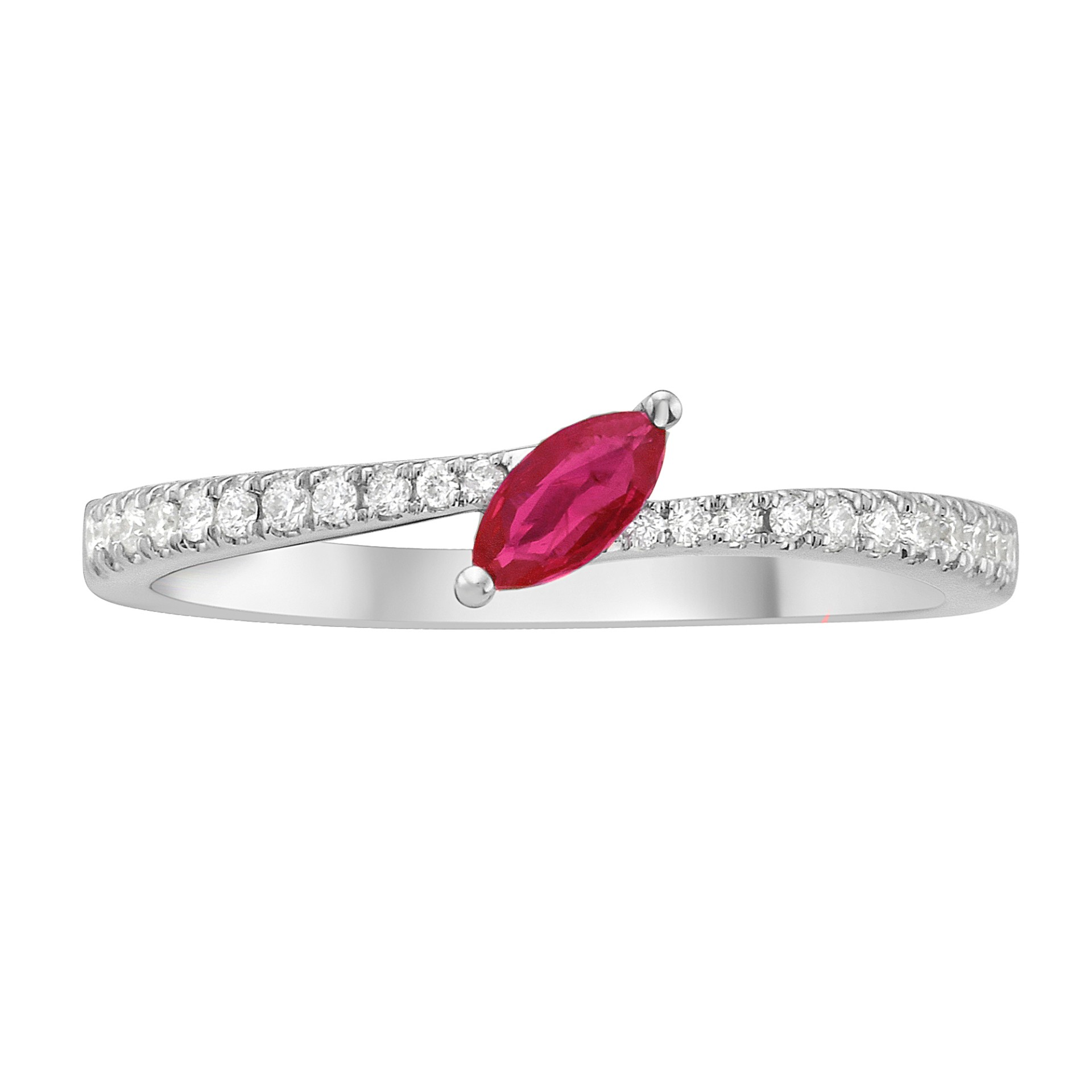 18K White Gold Ruby Contemporary Ring