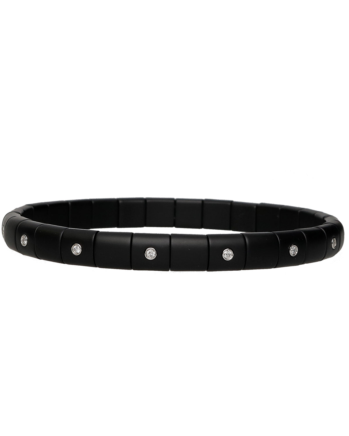 Women's Matte Black Ceramic Diamond Stretch Bracelet