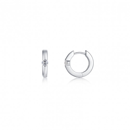 Sterling Silver CZ Hoop Earrings