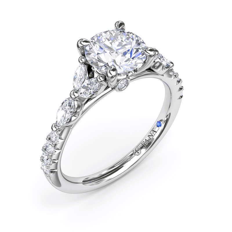 14K White Gold Diamond Accented Engagement Ring