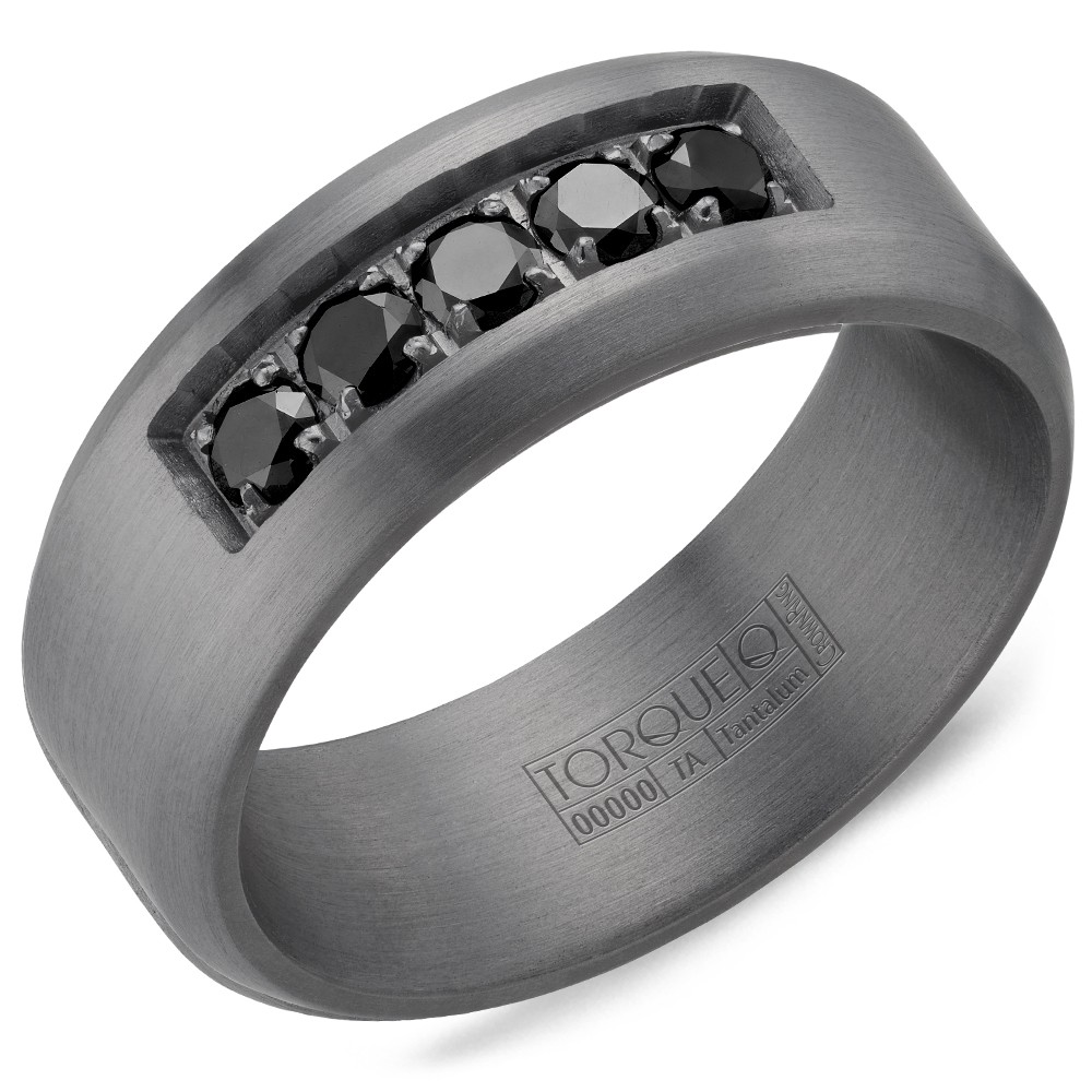 Men's Tantalum Gray 8mm Diamond Prong Set Band