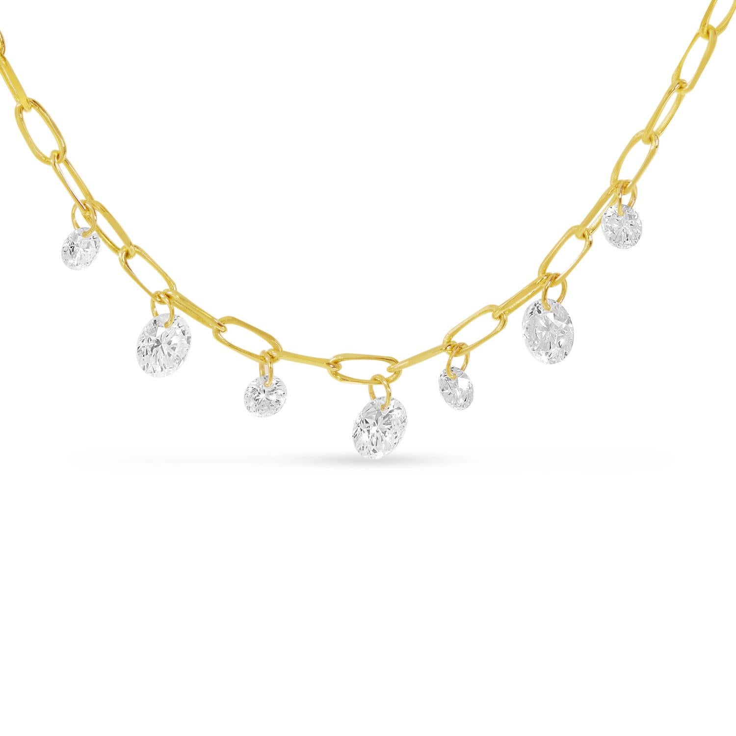 14K Yellow Gold Diamond Station Necklace