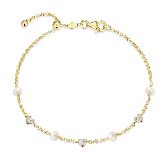 Women's Sterling Silver Yellow Gold Plated Lab Grown Diamond Station Bracelet