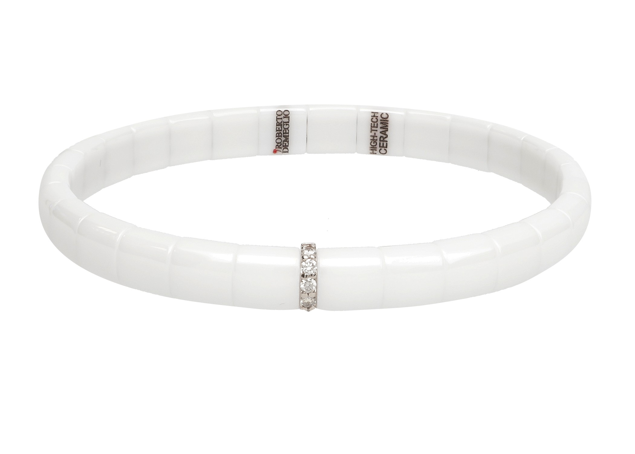 Women's White Ceramic Diamond Stretch Bracelet