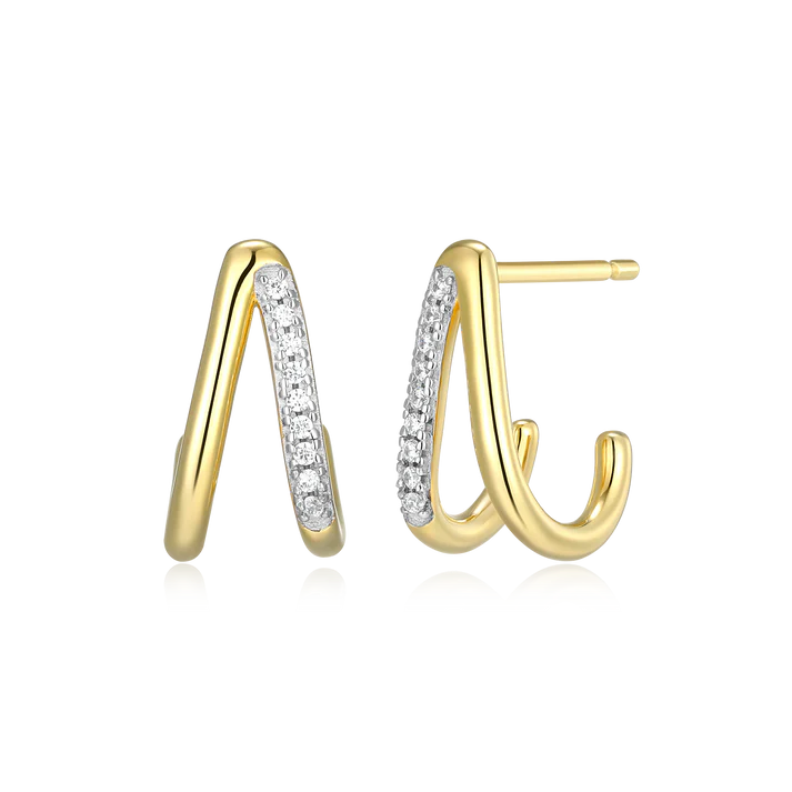Sterling Silver Yellow Gold Plated Lab Grown Diamond Hoop Earrings