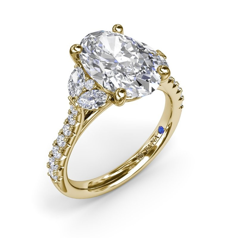 14K Yellow Gold Diamond Accented Engagement Ring