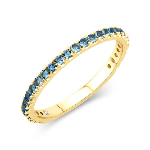 14K Yellow Gold Aquamarine Stackable Ring