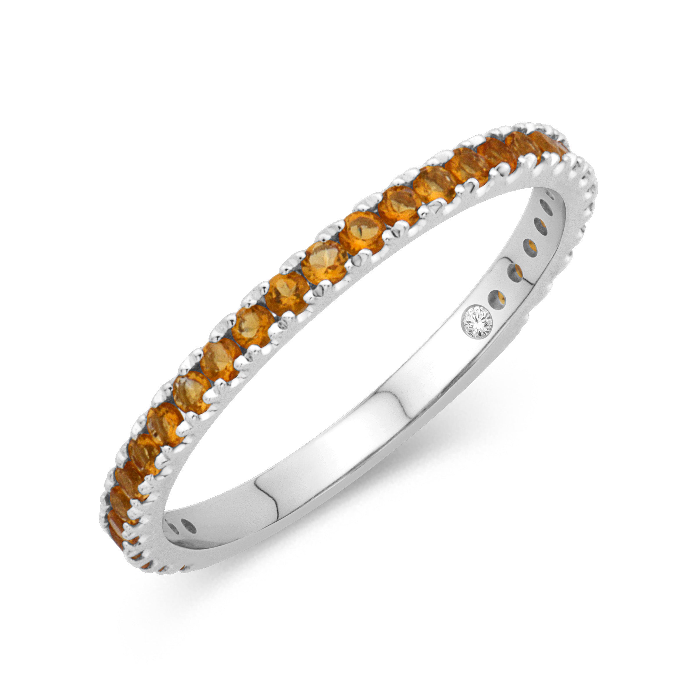 14K White Gold Citrine Stackable Ring