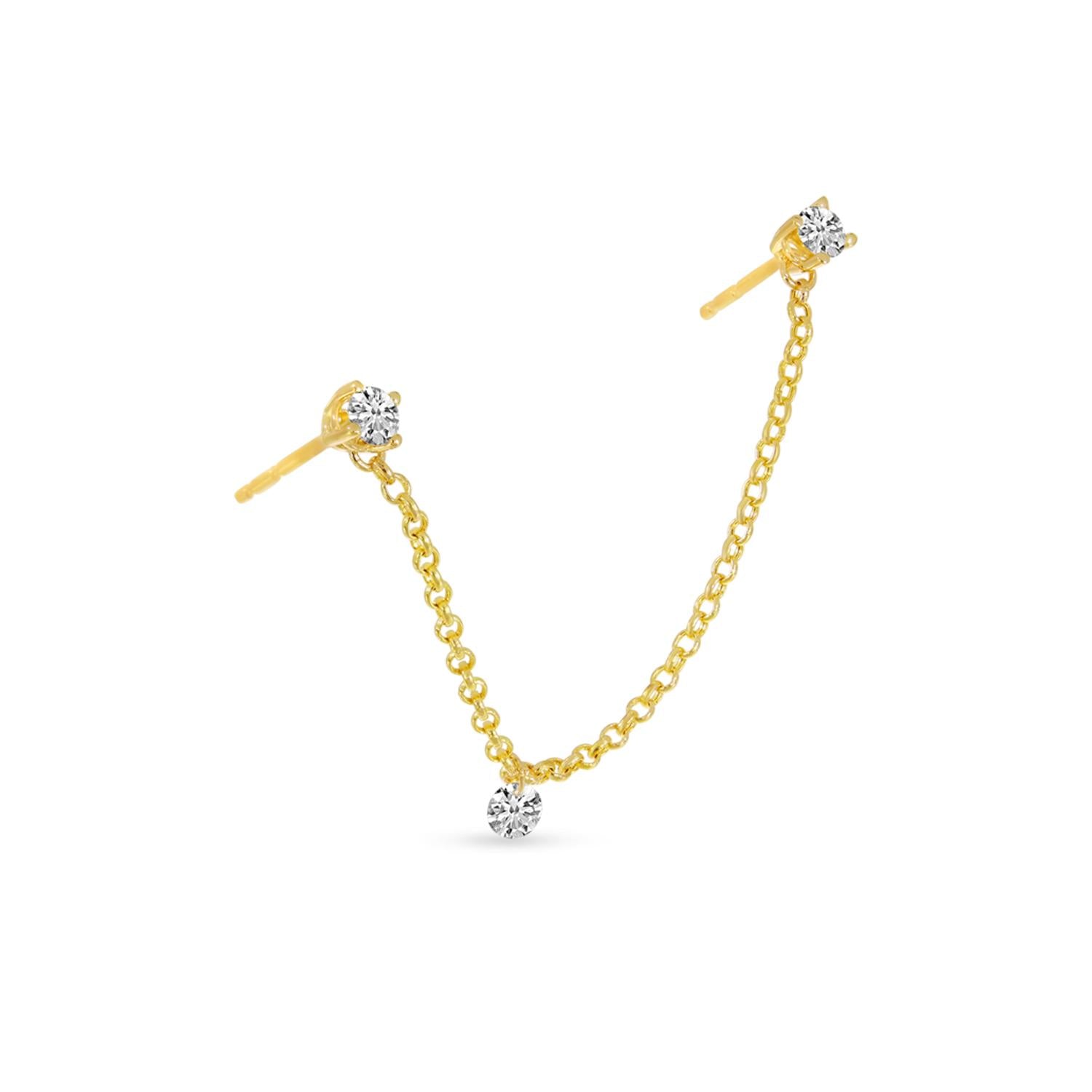 14K Yellow Gold Diamond Threader Earrings