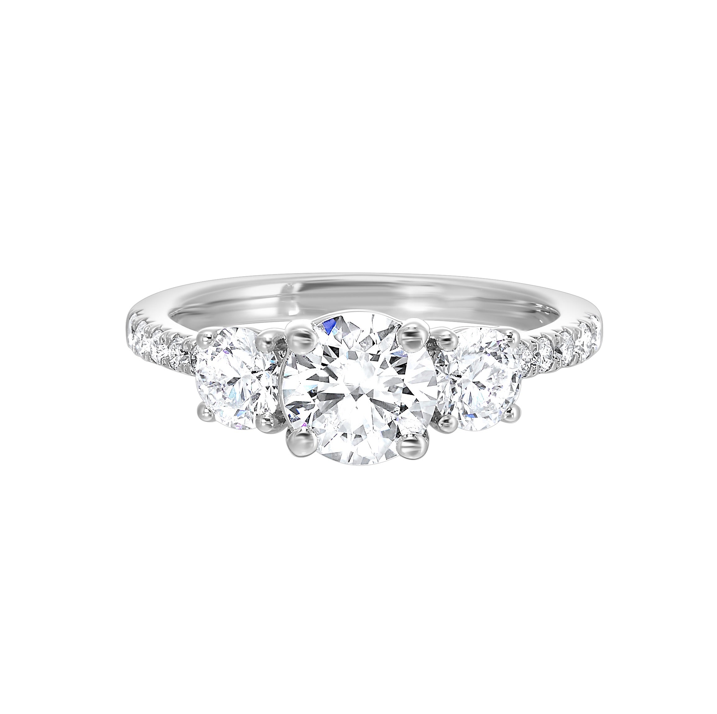 14K White Gold Lab Grown Diamond 3 Stone Ring