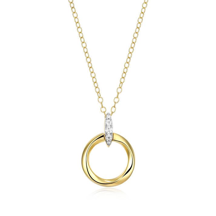 Sterling Silver Yellow Gold Plated Lab Grown Diamond Circle Pendant