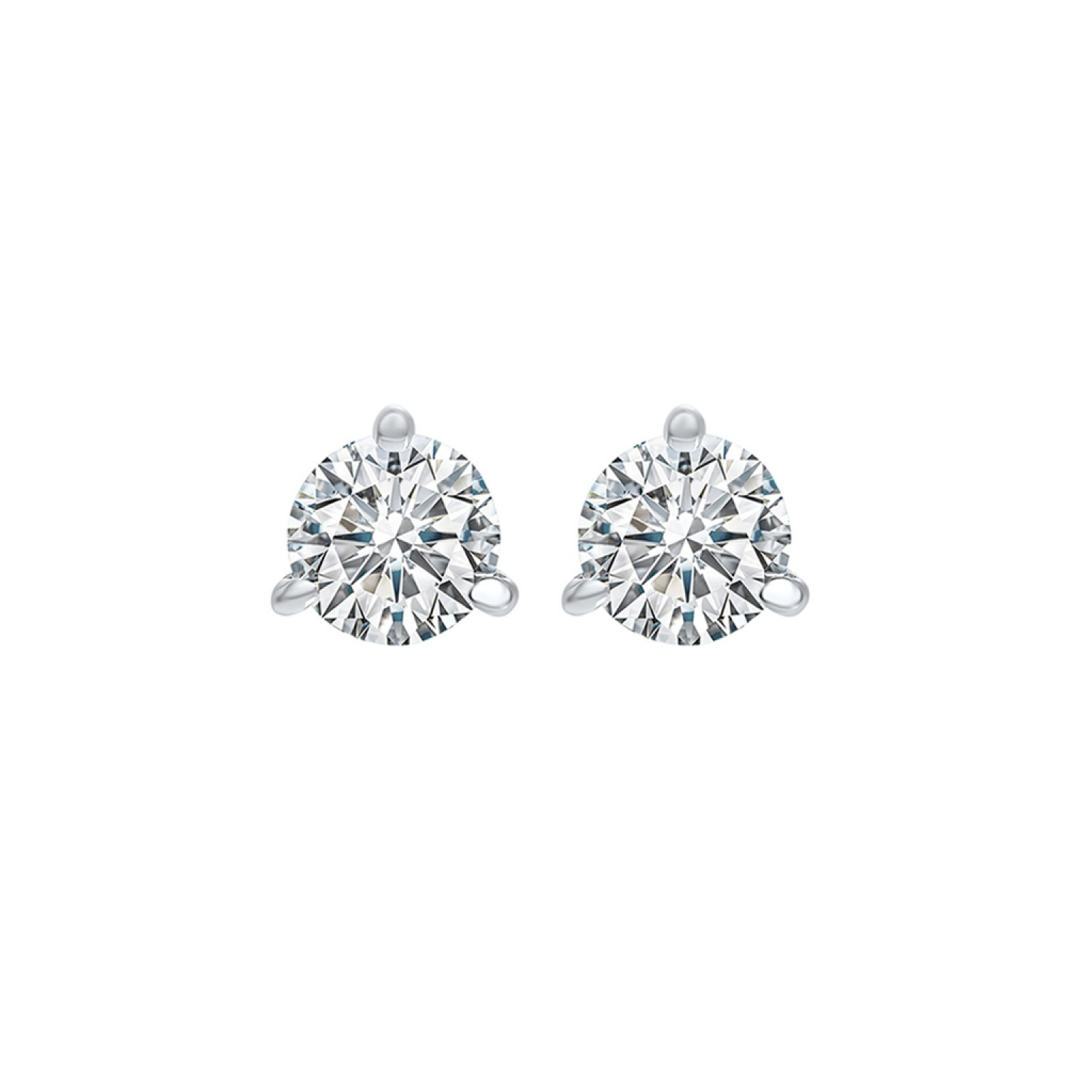 14K White Gold Diamond Stud Earrings