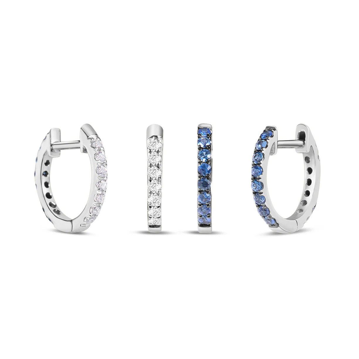 14K White Gold Diamond Hoop Earrings