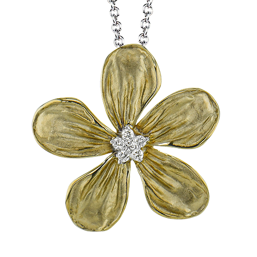 18K Two Tone Diamond Flower Pendant