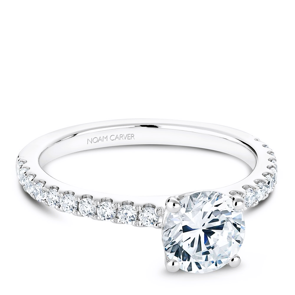 14K White Gold Diamond Accented Engagement Ring