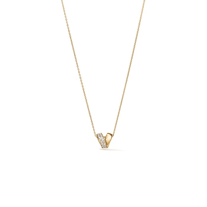 18K Yellow Gold Diamond Free Form Pendant