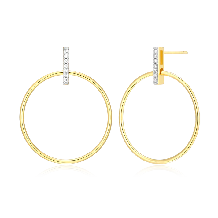 Sterling Silver Yellow Gold Plated Lab Grown Diamond Hoop Earrings