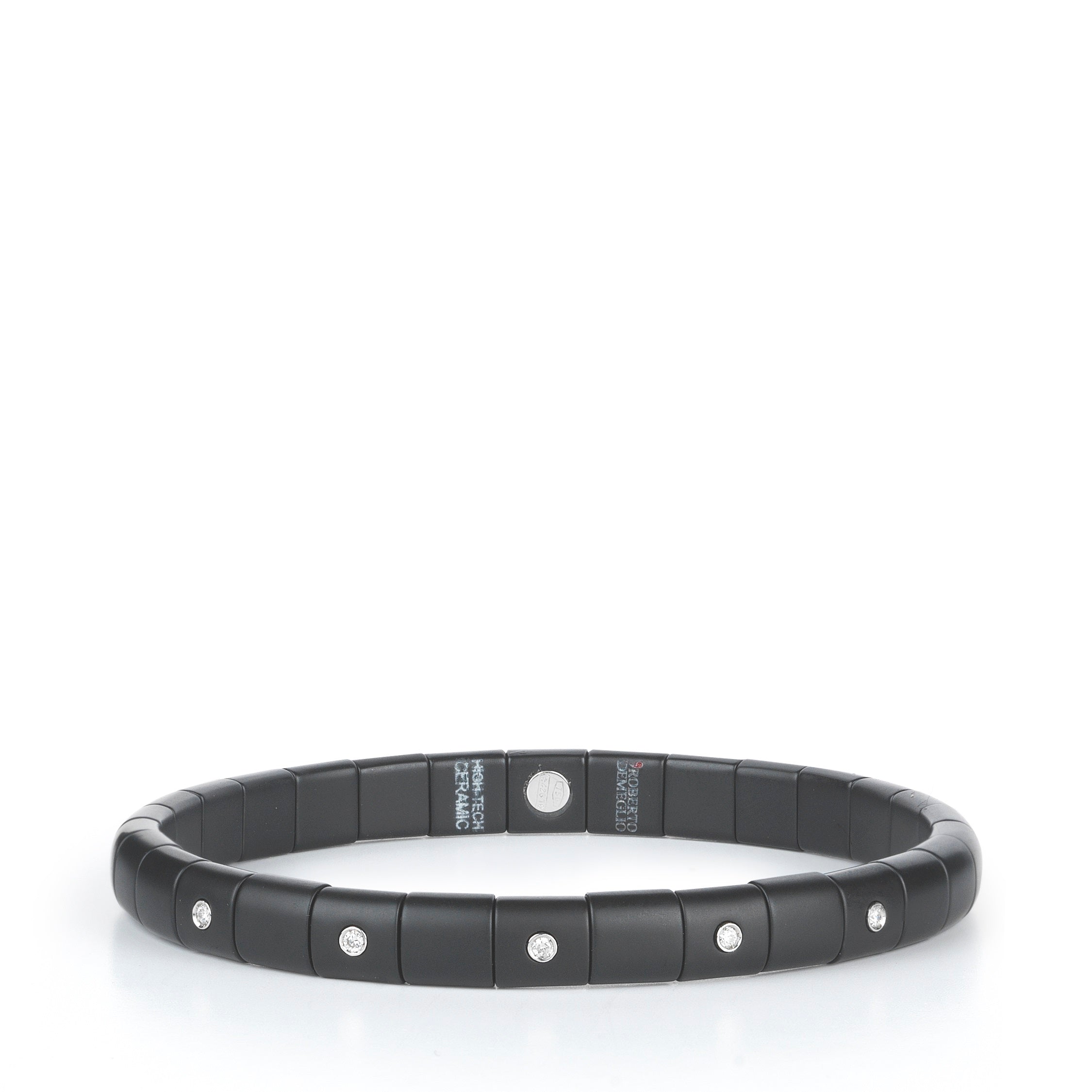 Ladies Matte Black Ceramic Diamond Stretch Bracelet