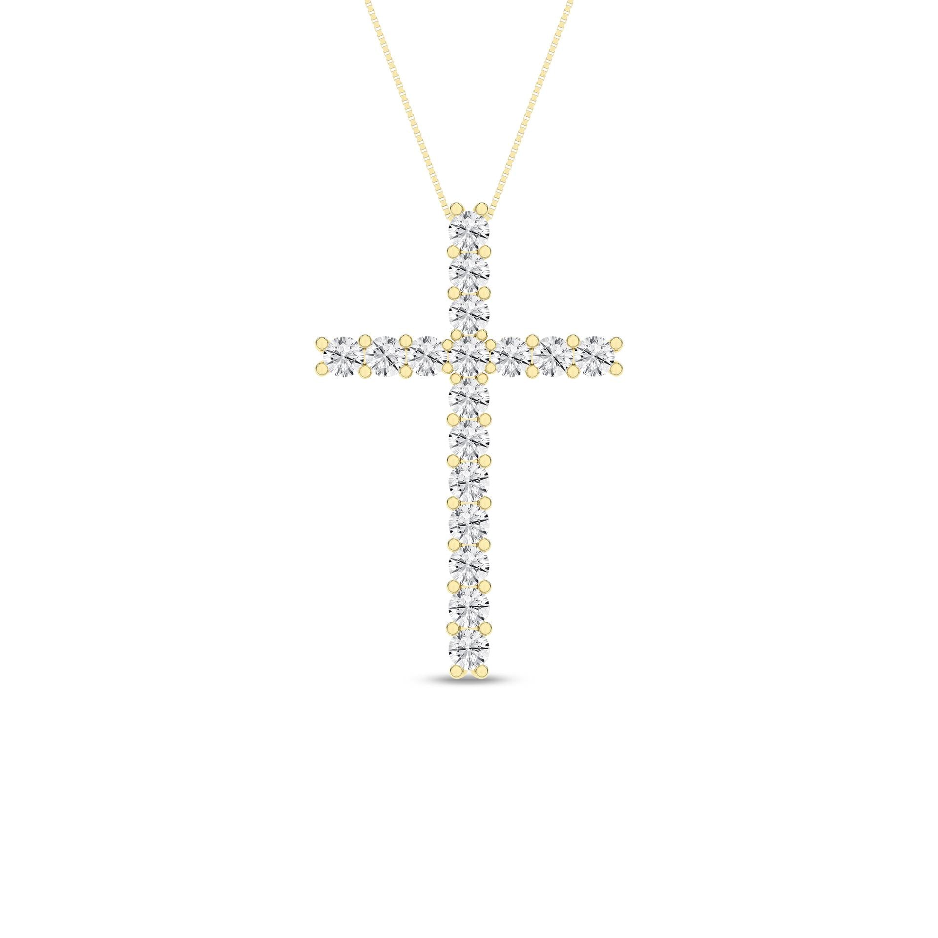 14K Yellow Gold Lab Grown Diamond Cross Pendant