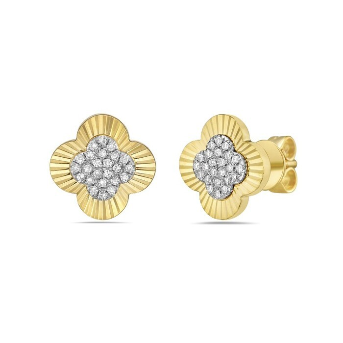 14K Yellow Gold Diamond Stud Earrings