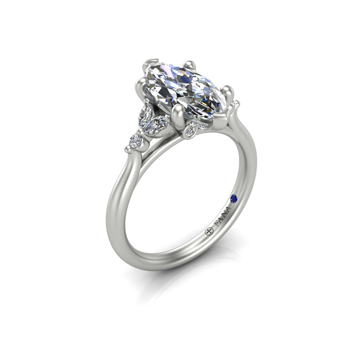 14K White Gold Diamond Accented Engagement Ring