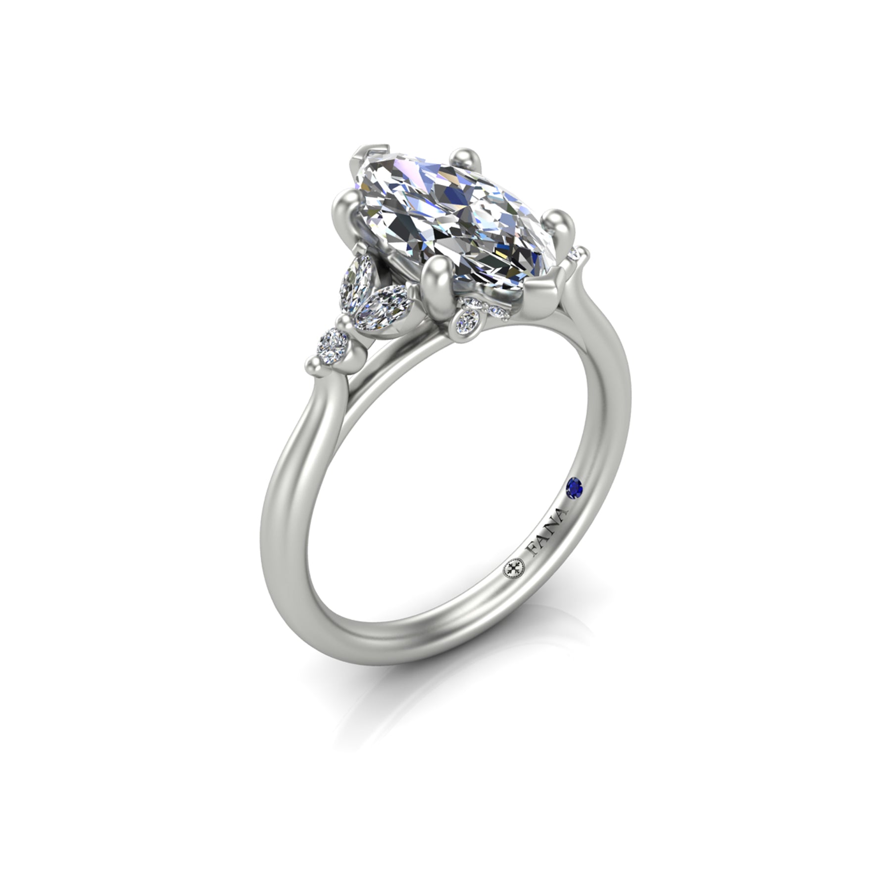 14K White Gold Diamond Accented Engagement Ring