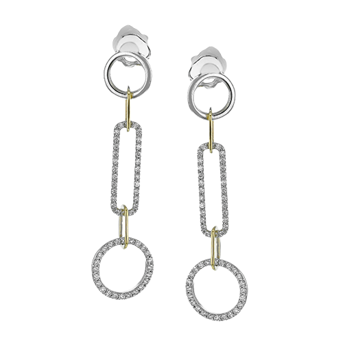 18K Two Tone Diamond Drop Earrings