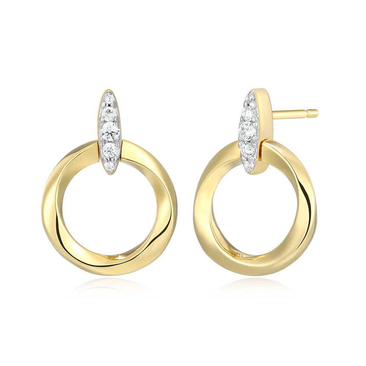 Sterling Silver Yellow Gold Plated Lab Grown Diamond Drop Earrings