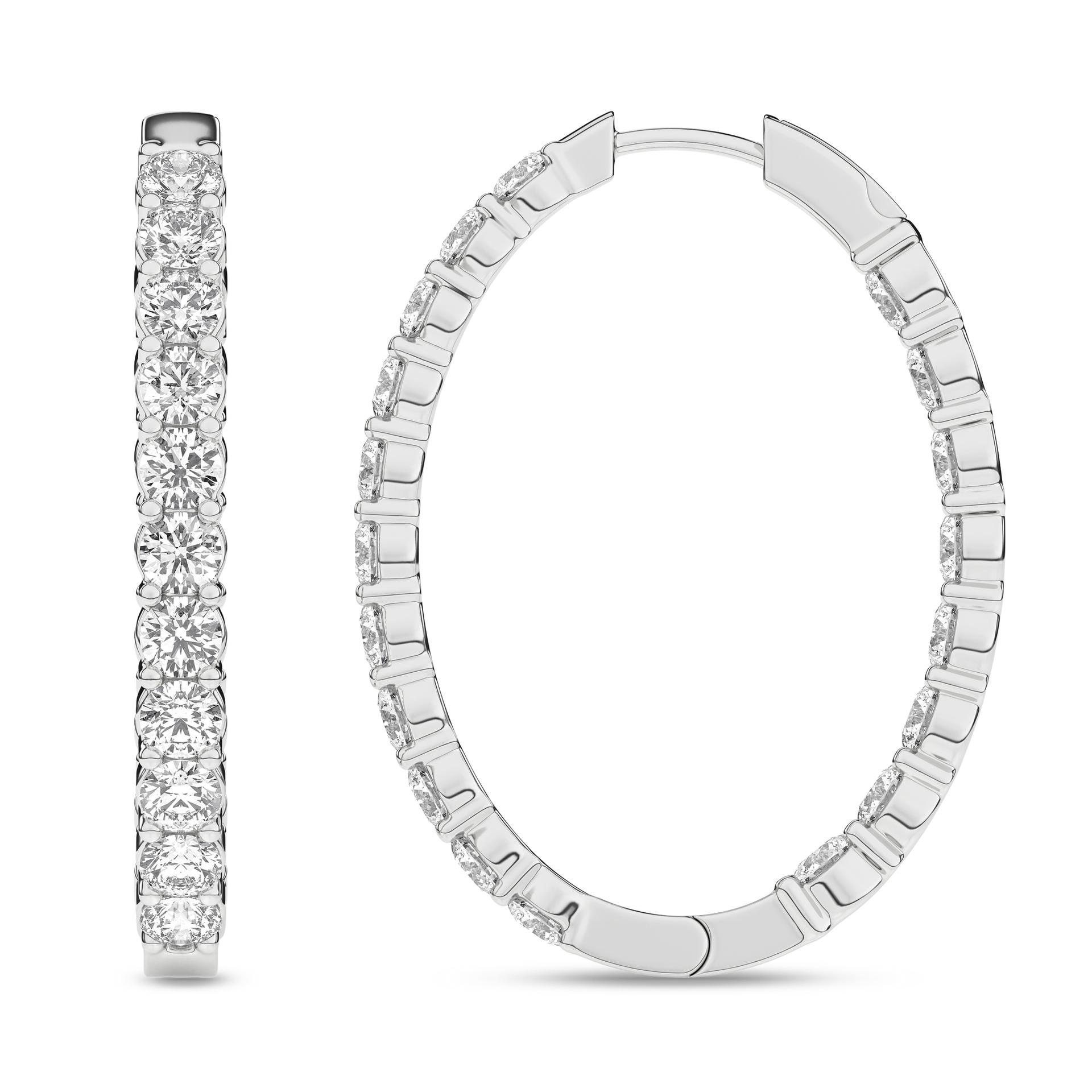 14K White Gold Lab Grown Diamond Hoop Earrings