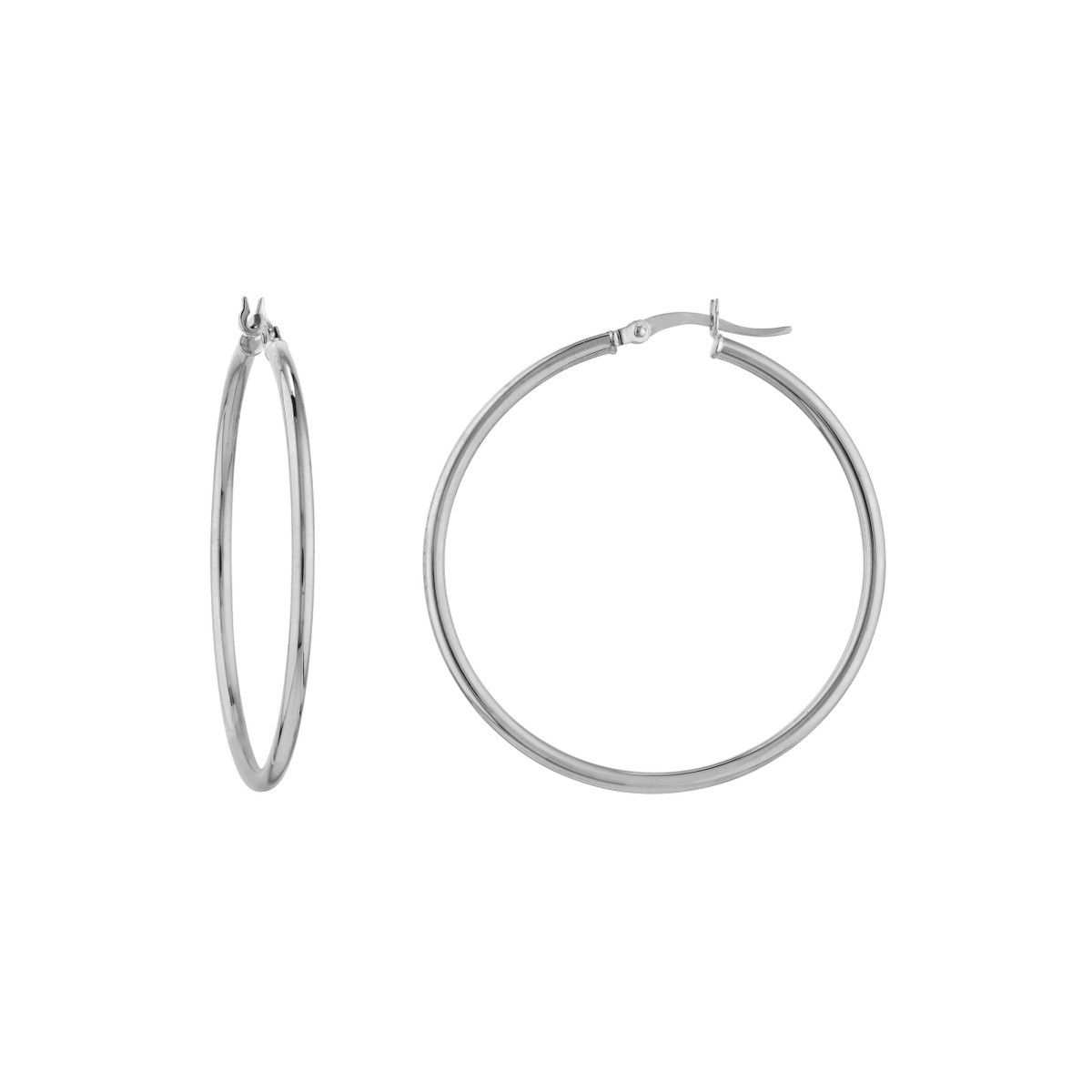 14K White Gold Hoop Earrings