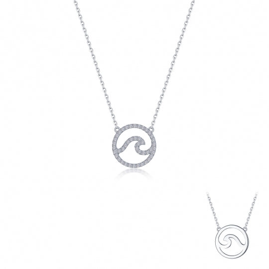 Sterling Silver CZ Wave Necklace