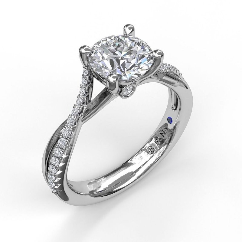 14K White Gold Diamond Accented Engagement Ring