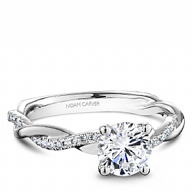 14K White Gold Diamond Accented Engagement Ring