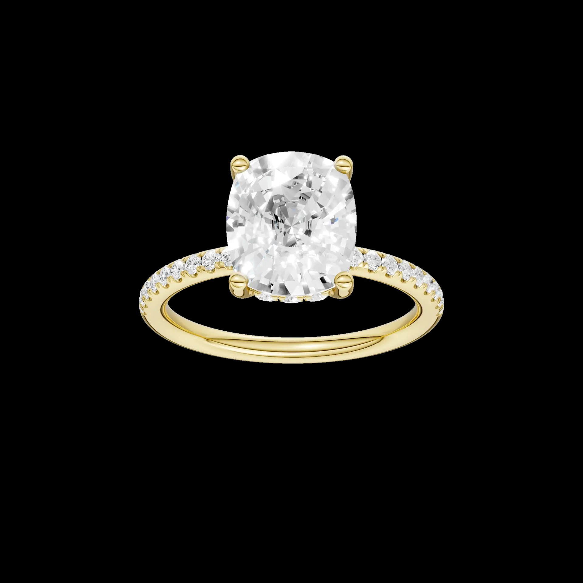 14K Yellow Gold Lab Grown Diamond Hidden Halo Engagement Ring